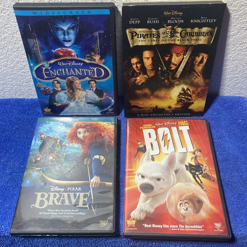 Disney DVD Lot Enchanted Pirates Brave And Bolt